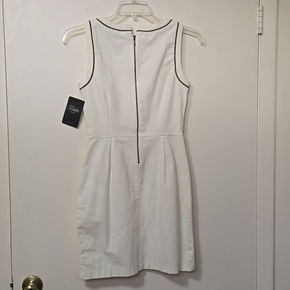 Zara TRAFALUC White Mini Pencil Dress Sleeveless Romantic Minimalist Size M NWT - Picture 7 of 7